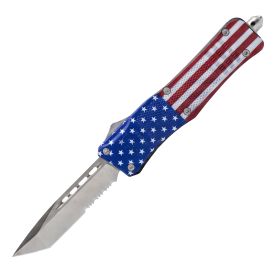 Automatic OTF Knife w/ Belt Clip (Color: Flag, size: large)