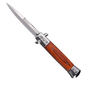 9” Automatic Out-The-Side Knife (Color: Wood/Silver)