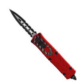 Automatic OTF Double Edge Knife (Color: Red, Style: Serrated)