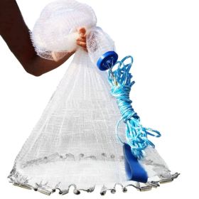 1Pc 2 Size Options 6FT 8FT Radius Fishing Cast Net For Fathers Day Gift Bait Trap Easy Throw Heavy Duty Hand Cast Net With Chain Sinker Bottom Spread (Option: 8FT Radius)