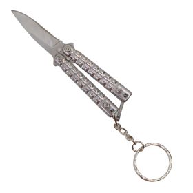 3.75" Mini Butterfly Knife with Keychain (Color: Silver)