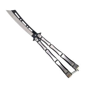 9.25" Bones Butterfly Knife with Cleaver Blade (Color: Silver)