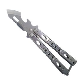 5.75" Butterfly Knife with Bottle Opener (Color: Silver)