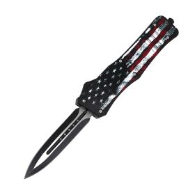 3.5" ABS OTF Automatic Knife w/ Dagger Blade (Color: US Flag)