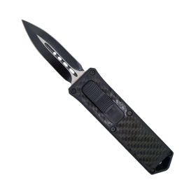 4.5" Dagger Blade OTF Knife w/ Belt Clip (Color: Carbon Fiber Handle)