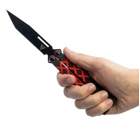 9" Ball Bearing G10 Butterfly Knife with Tanto Blade (Color: Red)