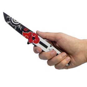 9" Spring Assisted Anime Knife with Tanto Blade (Color: Red and Black)