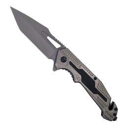 8.5" Spring Assisted Utility Knife with Tanto Blade (Color: Gray)