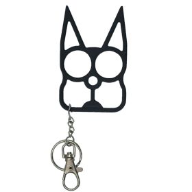 Cat Self-Defense Metal Knuckle Keychain (Color: Black)