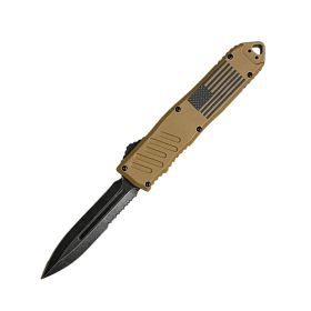 5.5" Automatic OTF Knife w/ Half Serrated Dagger Blade (Color: Brown)